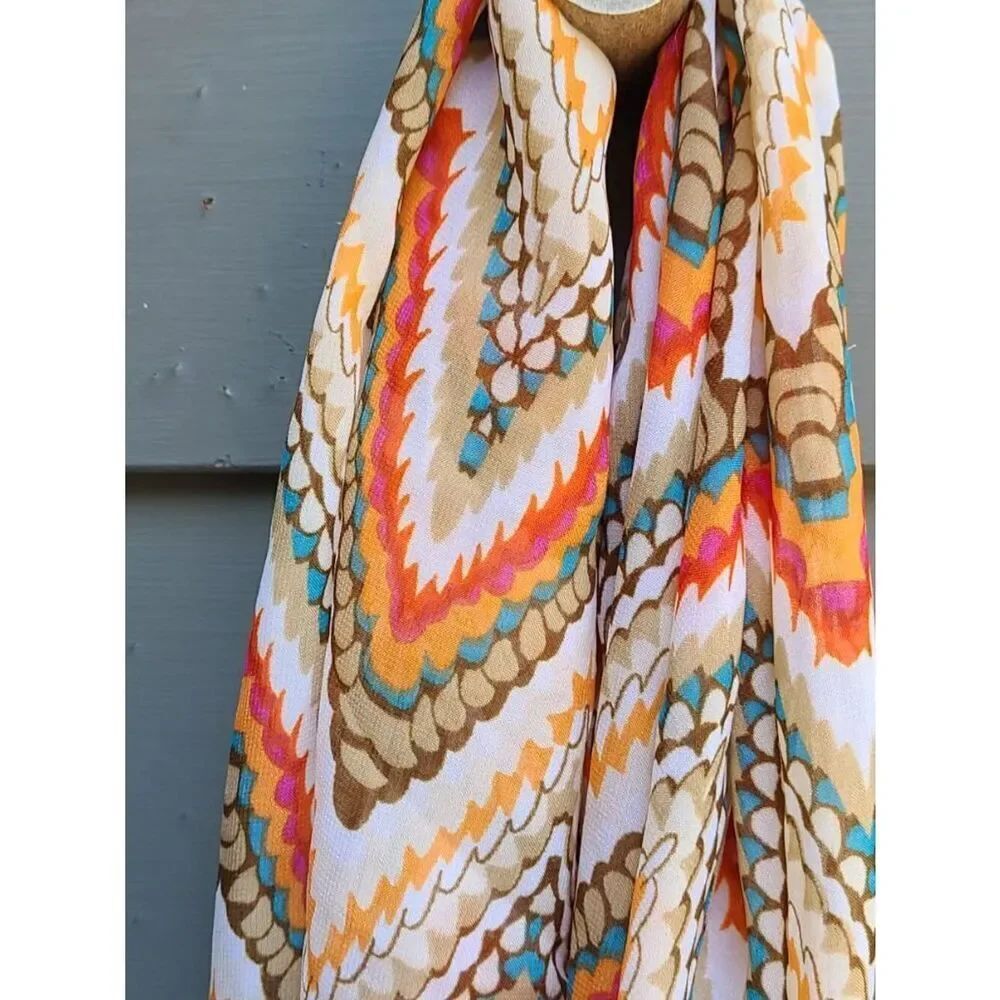 Fall Color Flame Stitch Infinity Scarf - Picture 6 of 8